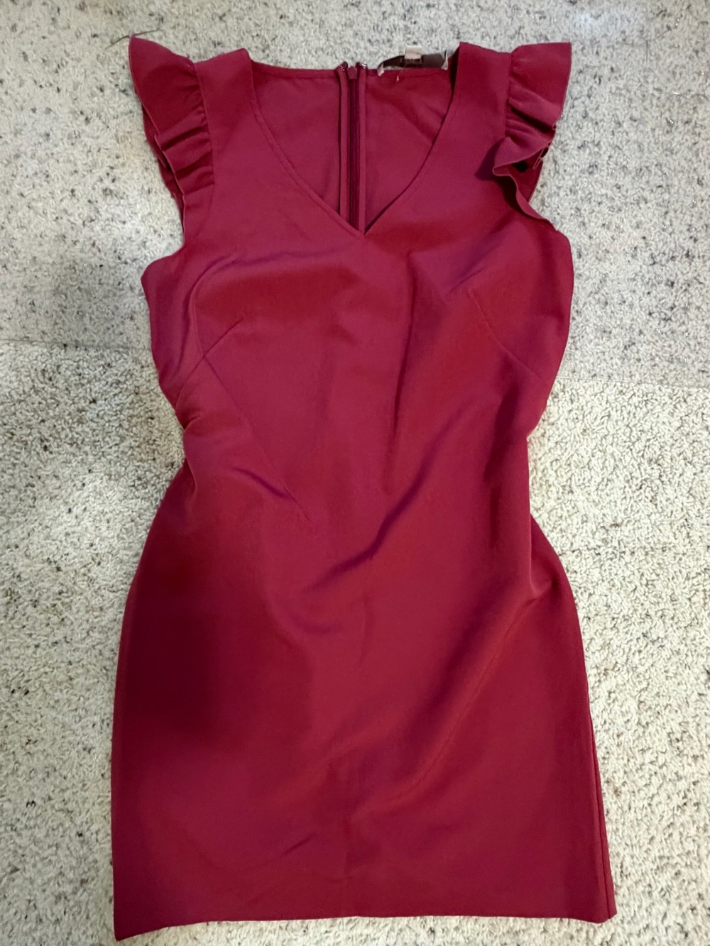 Loft Women's V-Neck Ruffle Sleeve Sheath Dress - Wine